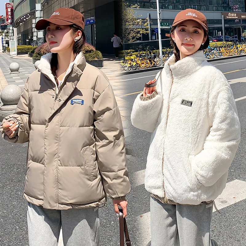 2024 Winter New Casual Down Cotton Jacket Women's Korean Edition Loose Thick Short Style Student Two Sided Cotton Coat