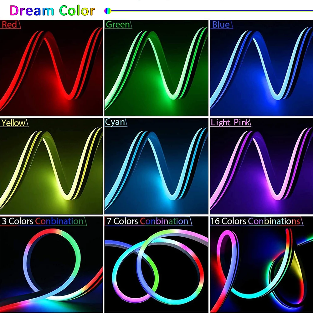 USB LED Strip Light RGBIC Dreamcolor Neon Light 5V WS2812B Addressable 0.5-5M Tuya WiFi Bluetooth Control Light For TV Bedroom