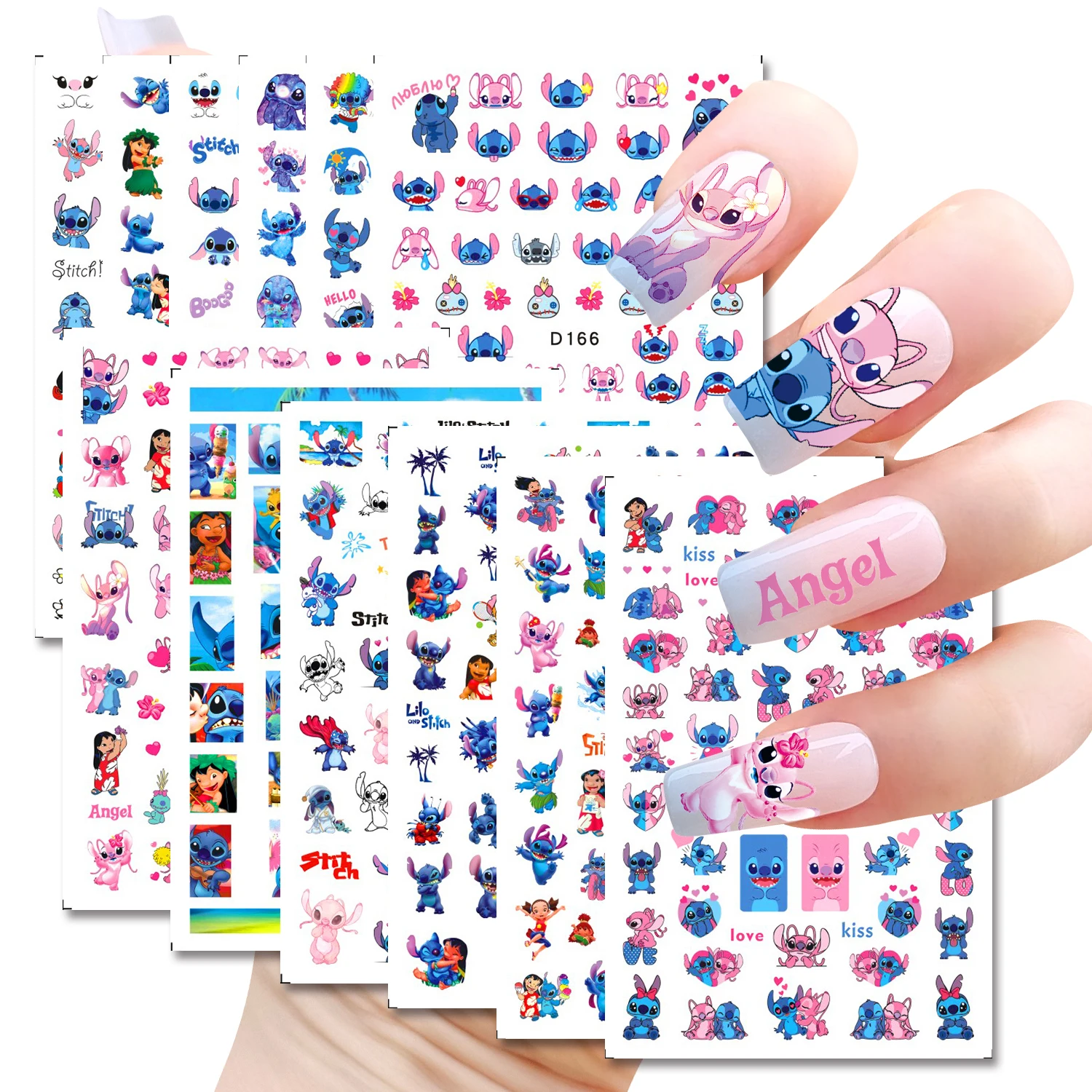 

1PCS Disney Lilo And Stitch Nail Stickers Cartoon Mickey Mouse Mickey Nail Supplies Nail Decals Cute Princess Stickers For Nails