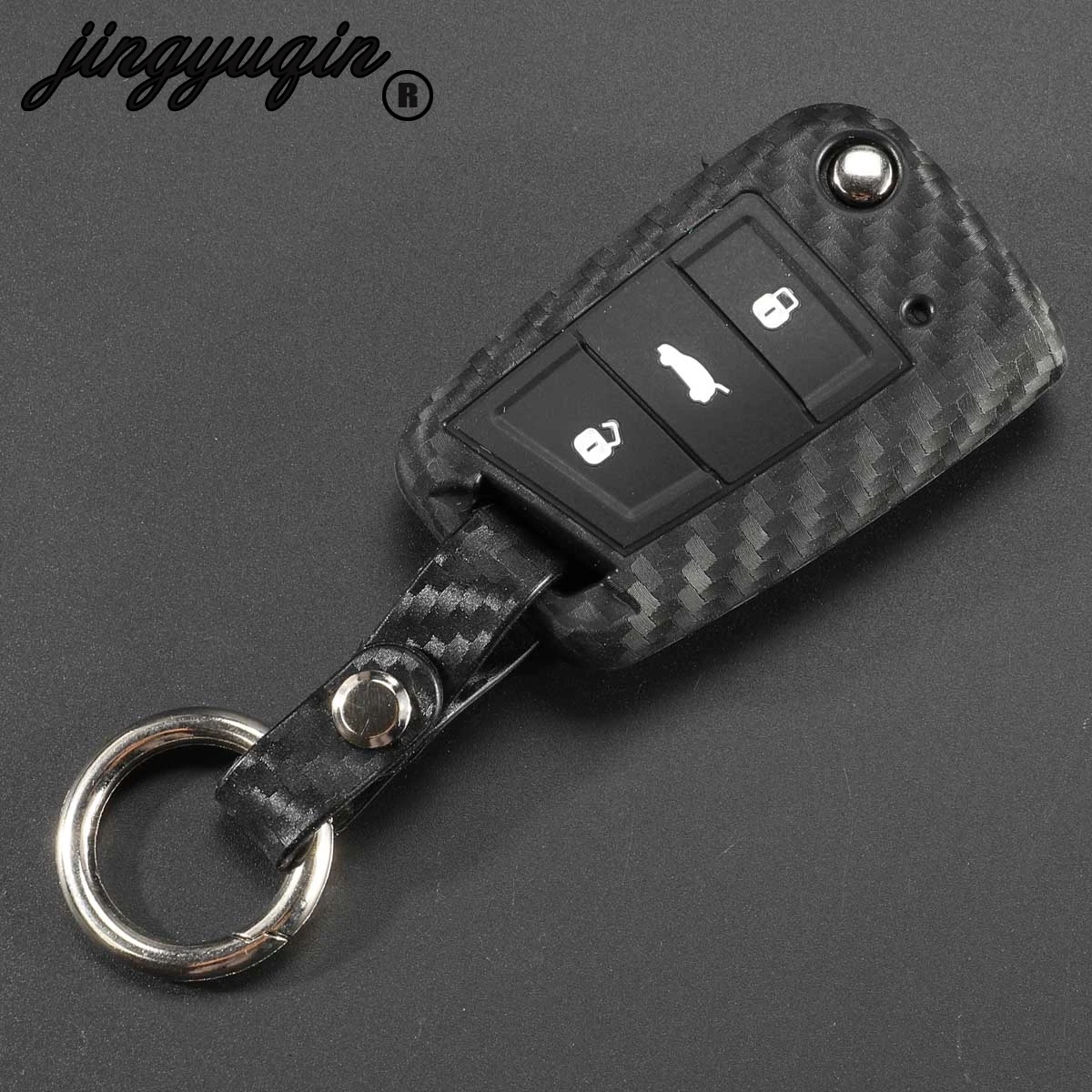 jingyuqin carbon Silicone Car Key Case For VW Polo Golf 7 Tiguan Skoda Octavia Kodiaq Karoq SEAT Ateca Leon Ibiza 2015 2016