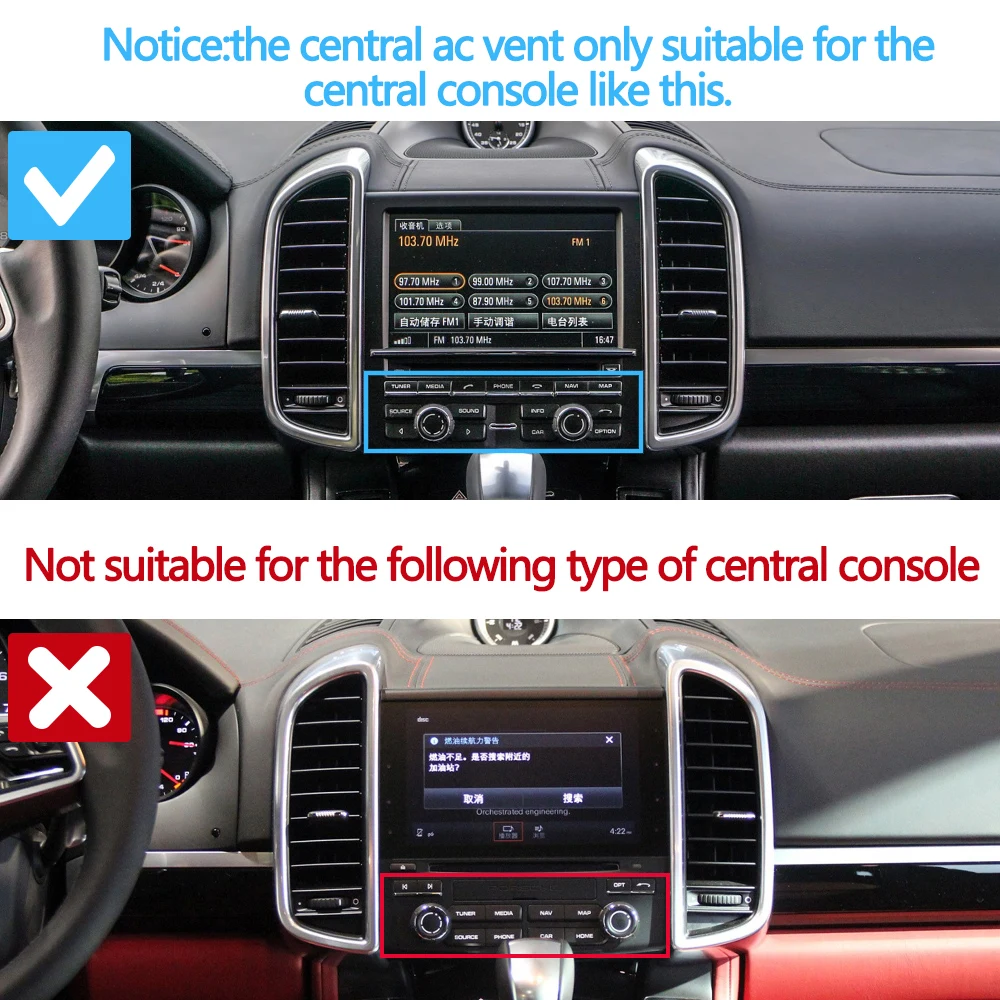 Rejilla de ventilación de aire acondicionado de fibra de carbono para coche, montaje completo delantero, izquierdo, derecho y trasero, para Porsche Cayenne 7P5, años 2010 a 2017