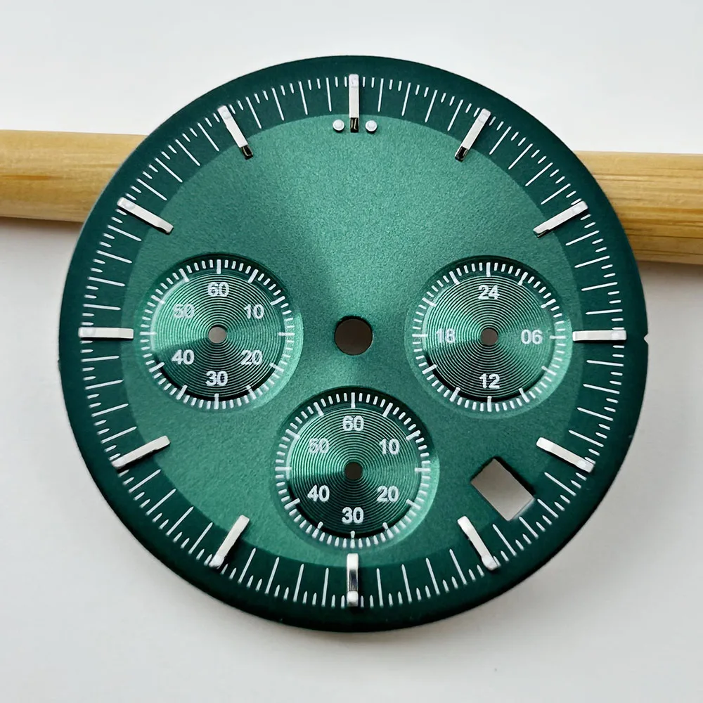 32.5mm VK63 다이얼 남자 시계 다이얼 사용자 정의 로고 다이얼 녹색 빛나는 다이얼 맞는 VK63 무브먼트 시계 액세서리 수리 도구
