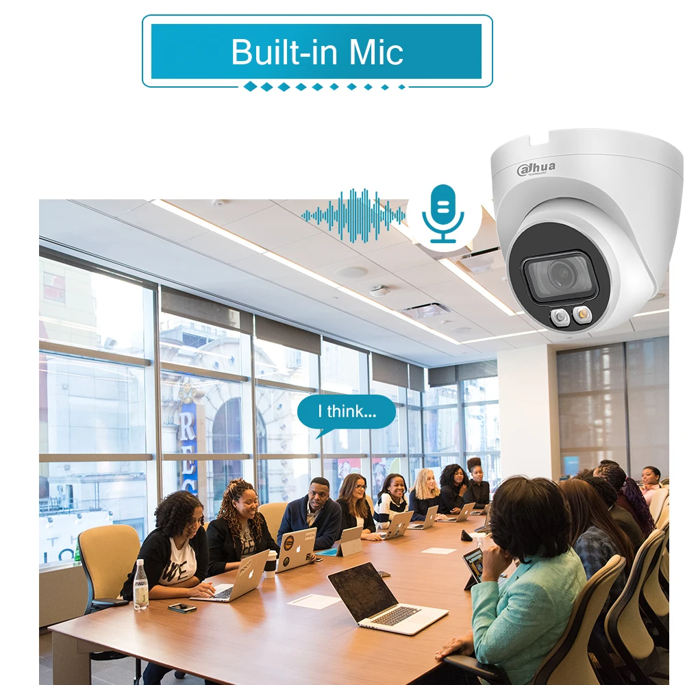 Dahua 8MP สี IPC-HDW2849T-S-IL Smart Dual Light IVS Eyeball WizSense POE Motion Detection ไมโครโฟนในตัวกล้องเครือข่าย