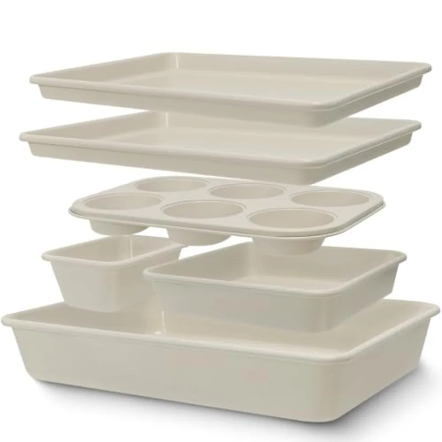 

Набор форм для выпечки, антипригарные формы для духовки, 6 предметов, включая противень для печенья, глубокую жаровню и квадратную форму.