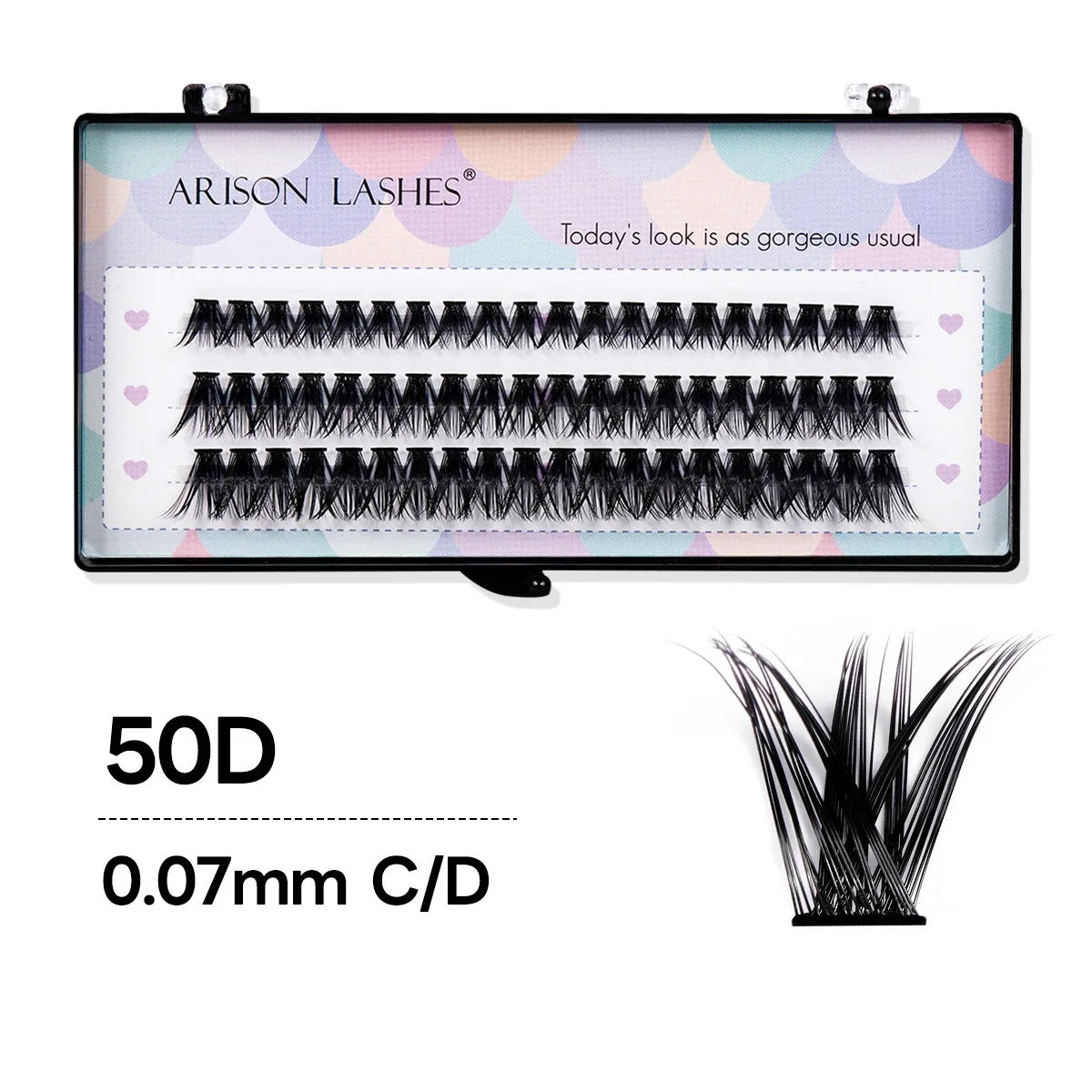 ARISON 60 Volume DIY Clusters Lashes Dovetail Segmented Eyelash Extension Makeup Tools Eyelashes Bundles Natural Soft Cute Lash