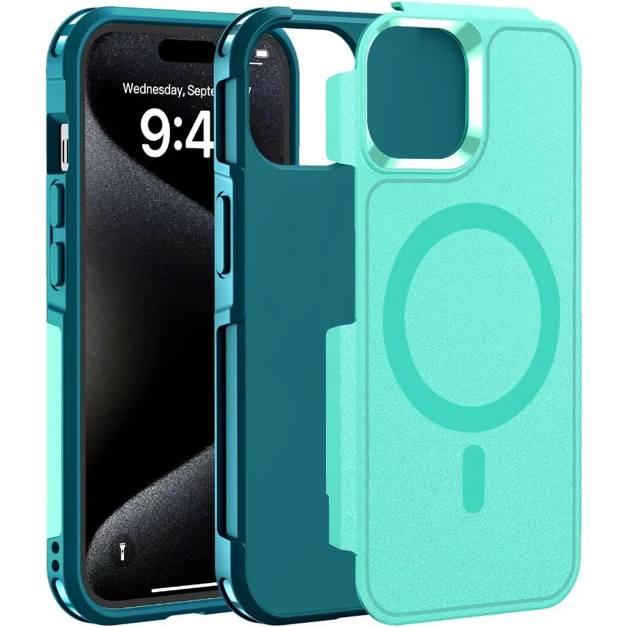 

Magnetic Case for iPhone 15 14 13 6.1' with Magsafe Compatibility Heavy Duty Shockproof Design Military Grade Drop Protection N