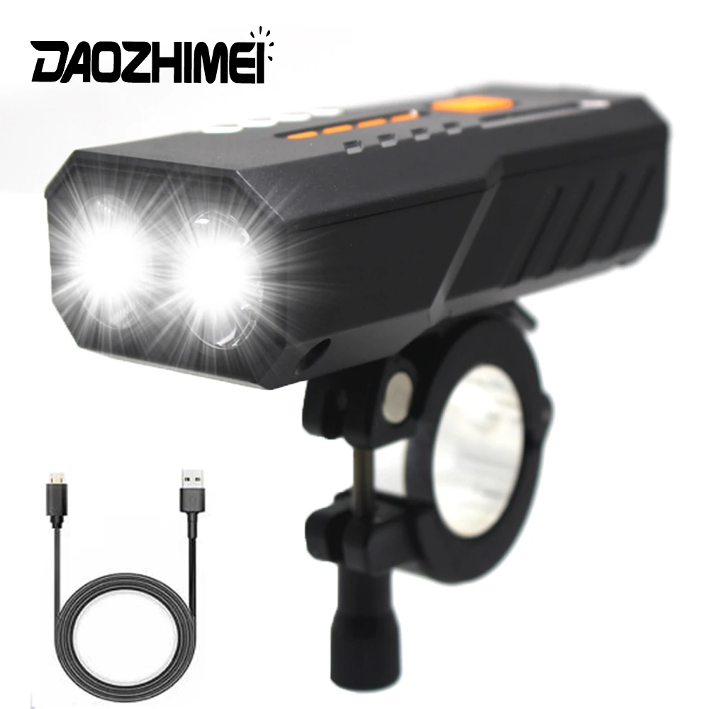 

2400mAh MTB Front Lamp Headlight Bike Ultralight Flashlight Bicycle Light USB Rechargeable LED Rainproof Torch Riding Bike Light