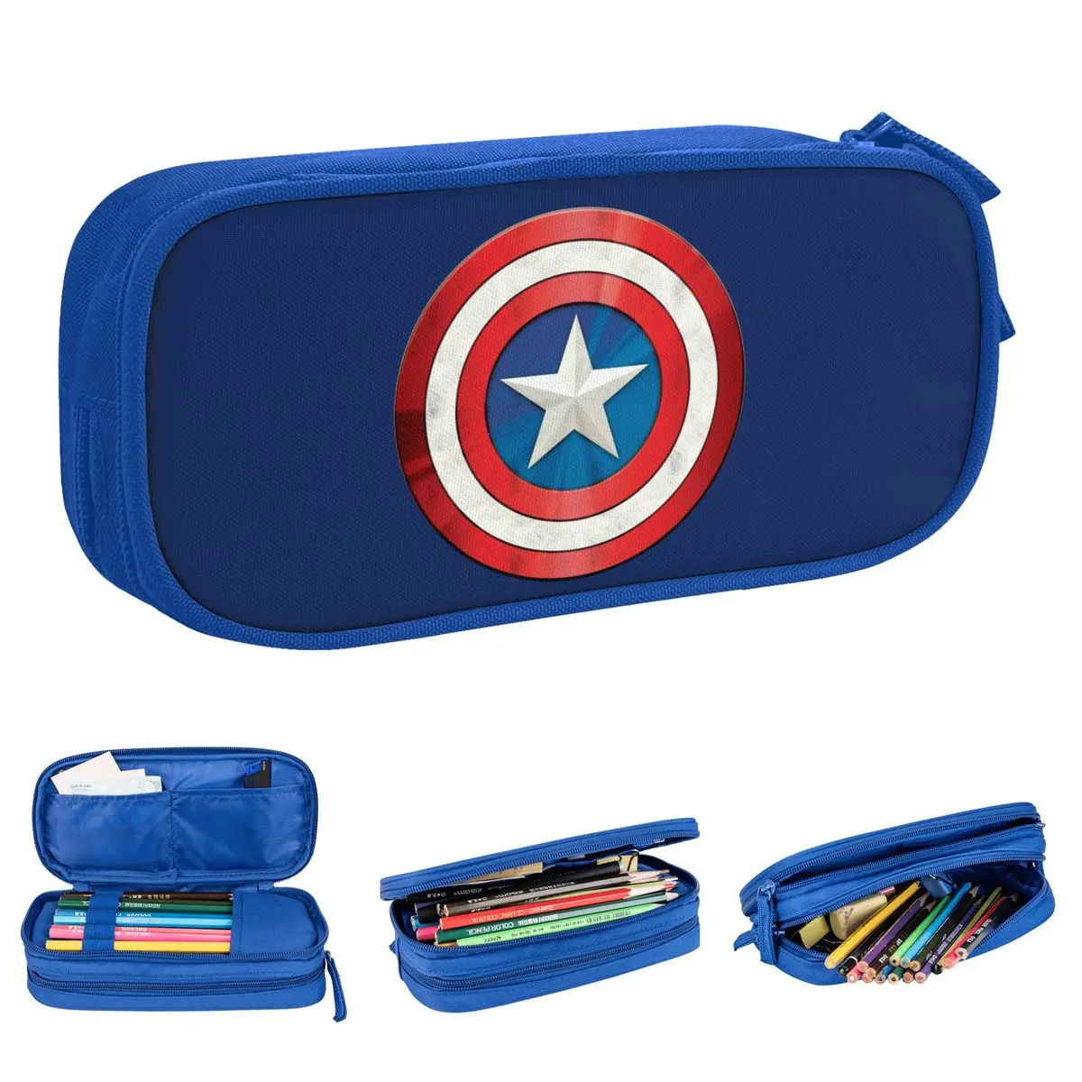 Captain America Brushed Shield Pencil Cases Pen Holder Bags for Student Big Capacity Students School Zipper Pencilcases