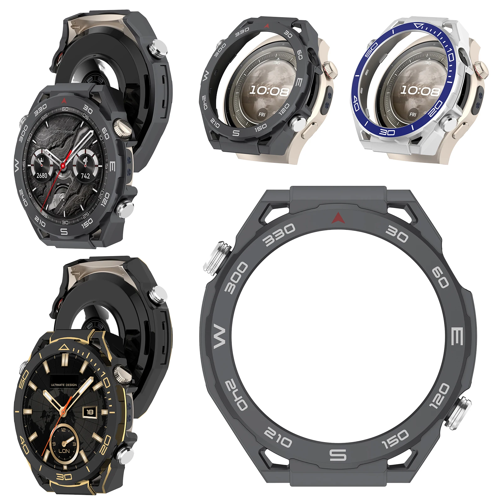For Huawei Watch 5 46mm Hollowed-Out Protective Case Detachable PC Cover Case Shockproof Protector for Outdoor Home Office Use