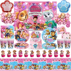 New PAW Patrol Birthday Decoration Skye Disposable Tableware Dog Baby Shower Kid Party Supplies Tablecloth Plate Children Favor