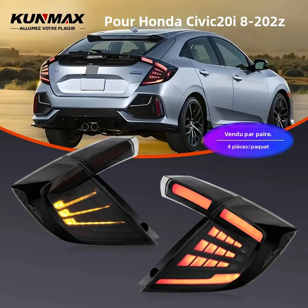 Paire de feux arrière LED pour Honda Civic 2018 – 2022, clignotant de frein inversé DRL, Plug And Play, ensemble de feux arrière de voiture