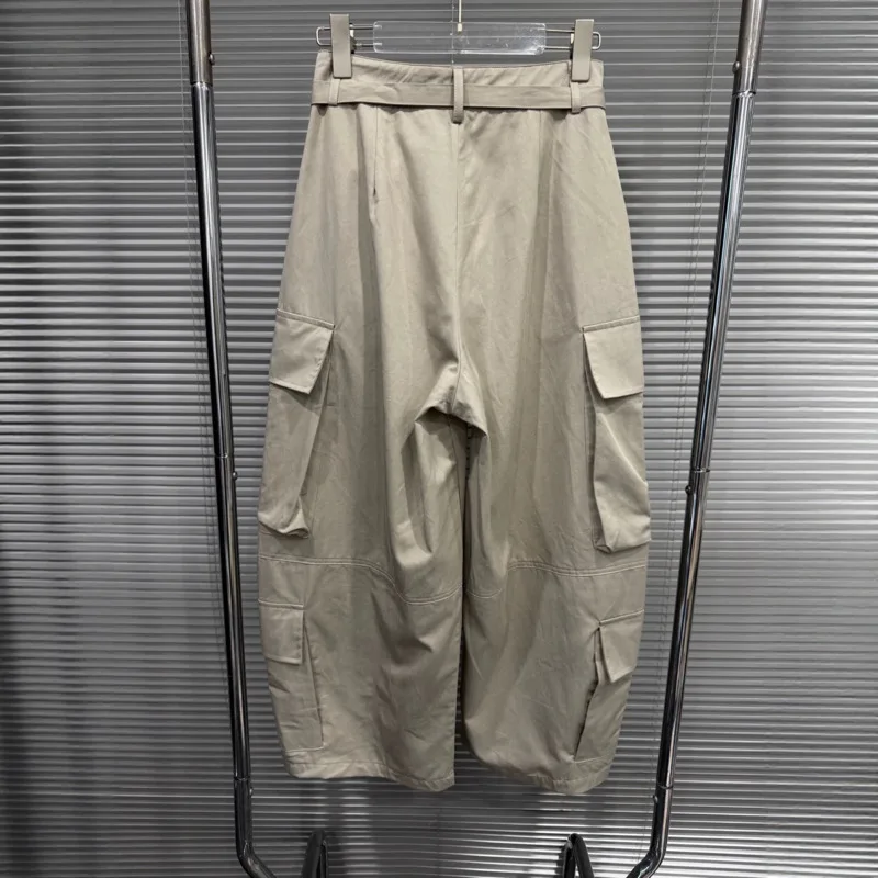 ANJY Spring Autumn New Women Safari Style Multi-Pocket Loose Stylish Versatile Wide-Leg Bottoms Trendy Casual Cargo Pants A23748