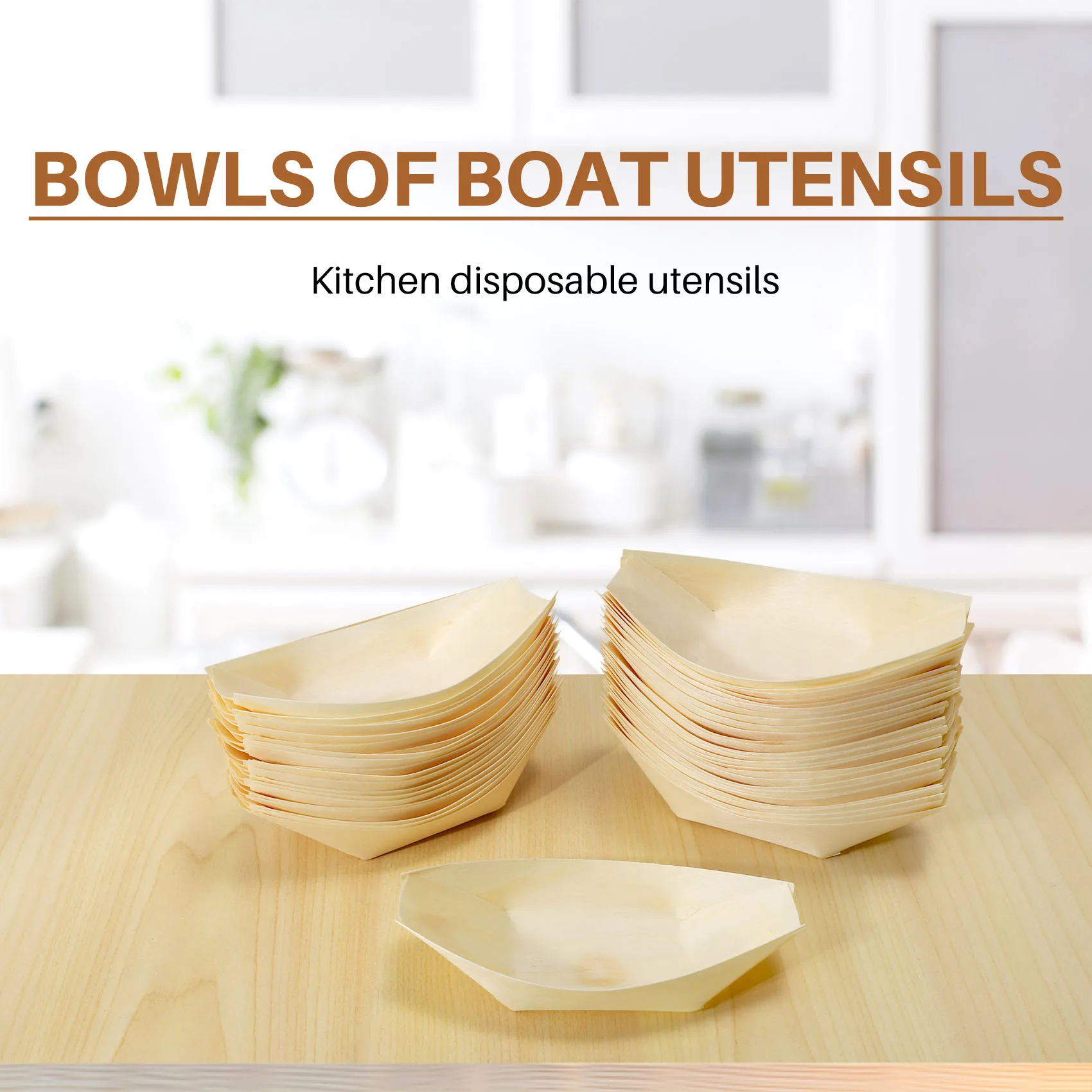 200X Finger foods-cuencos, "barco" madera Biodegradable 11 Cm X 6,5 Cm