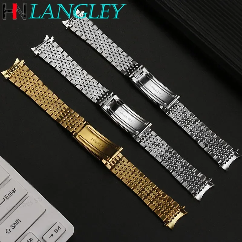 Cinturini per orologi in acciaio inossidabile con estremità curva per Omega per Seamaster Speedmaster 18mm 19mm 20mm Bracciale da uomo con cinturino ultrasottile a nove perline