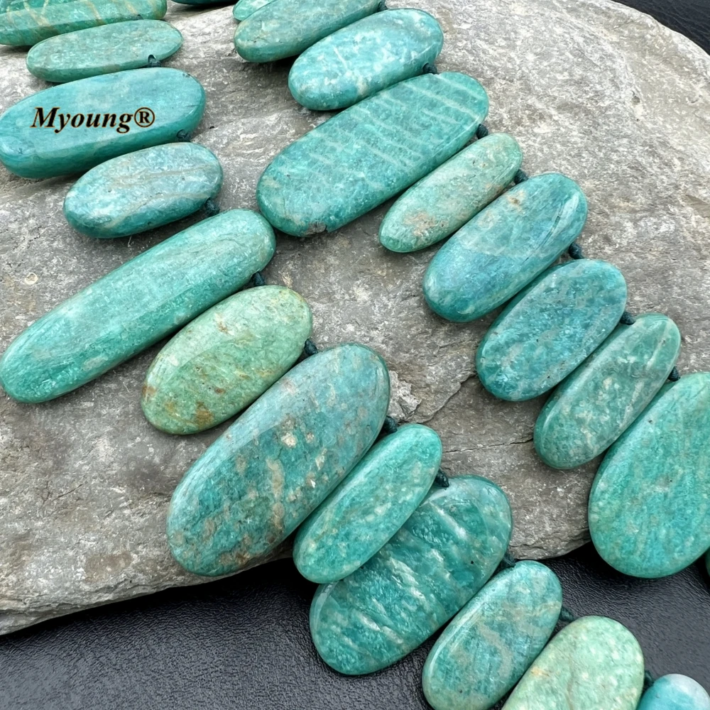 Mix Size Egg Shape Natural Amazonites Gems Stone Slice Beads For DIY Choker Necklace Making MY231116