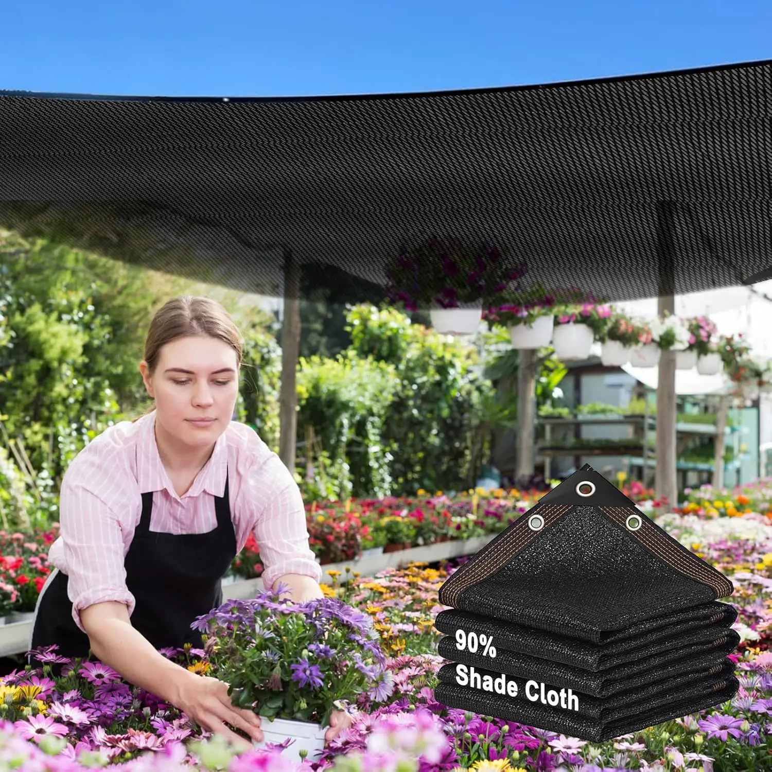 

3x6ft 90% Shade Cloth with Grommets, Durable Sun Net for Garden Greenhouse Patio Cover Black