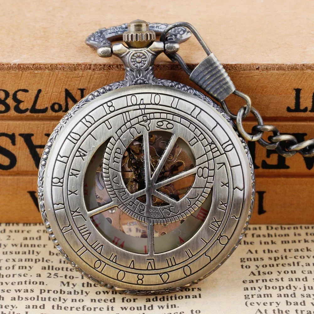 NEW Retro Fob Chain Mechanical Fashion Luxury Zodiac Constellation Vintage Pocket Watch Clock Stylish Hand Wind Birthday Gift