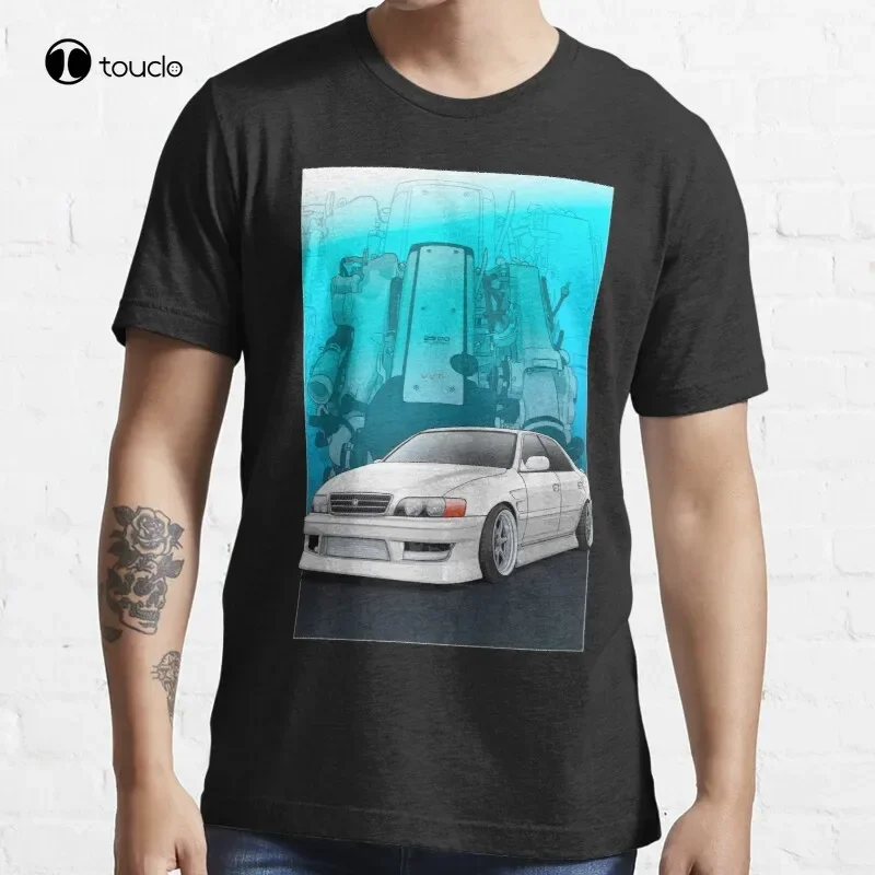 Chaser Jzx100 (White) With 1Jz Engine Background Jzx100 Jzx 100 1Jz Drift Drifting T-Shirt Cotton Tee Shirt Women Shirts Xs-5Xl