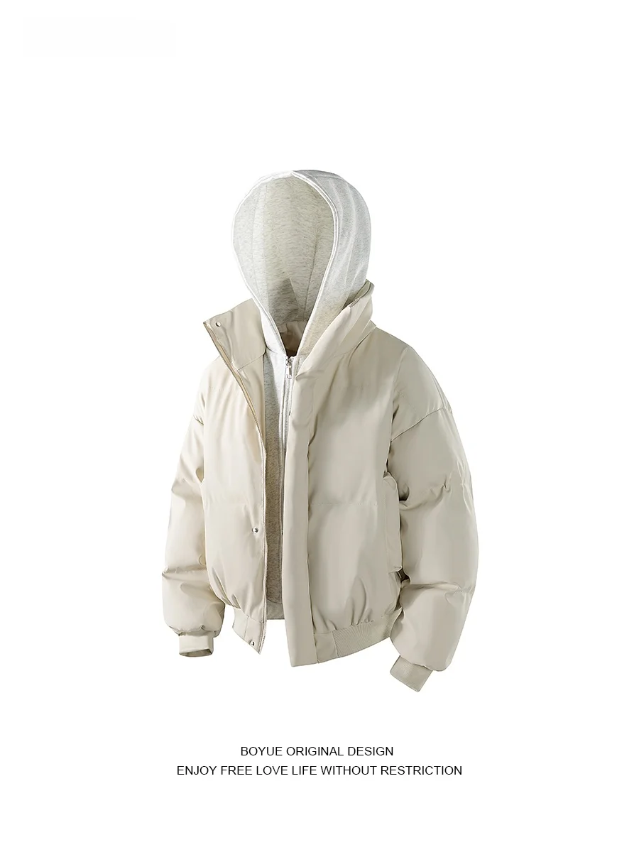 

Boyue повседневная хлопковая куртка из искусственной кожи с капюшоном, мужская теплая дизайнерская модная уличная одежда, верхняя одежда, молодежное зимнее пальто