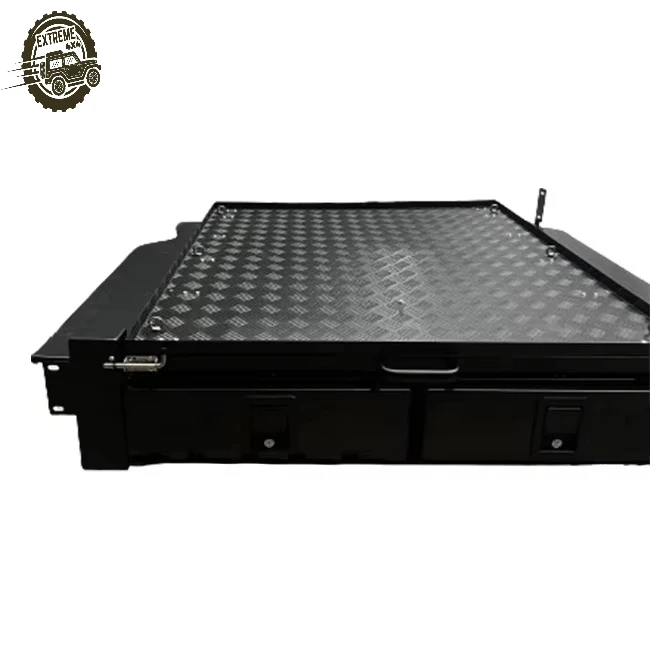 

Metal Universal Factory Customized Aluminum Pickup Truck Bed Storage Drawers System Double Drawers With Sliding Cargo Tray