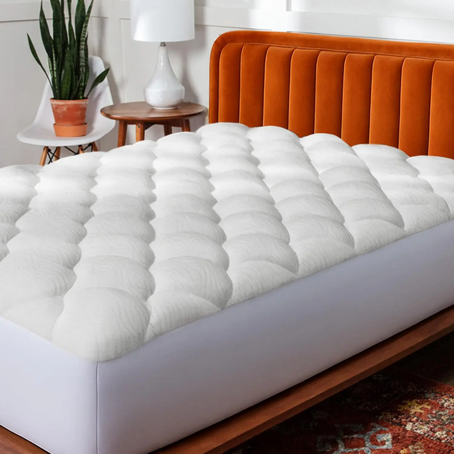 Copper Infused Pillow Top Mattress Pad - King Size - 750 GSM Fill