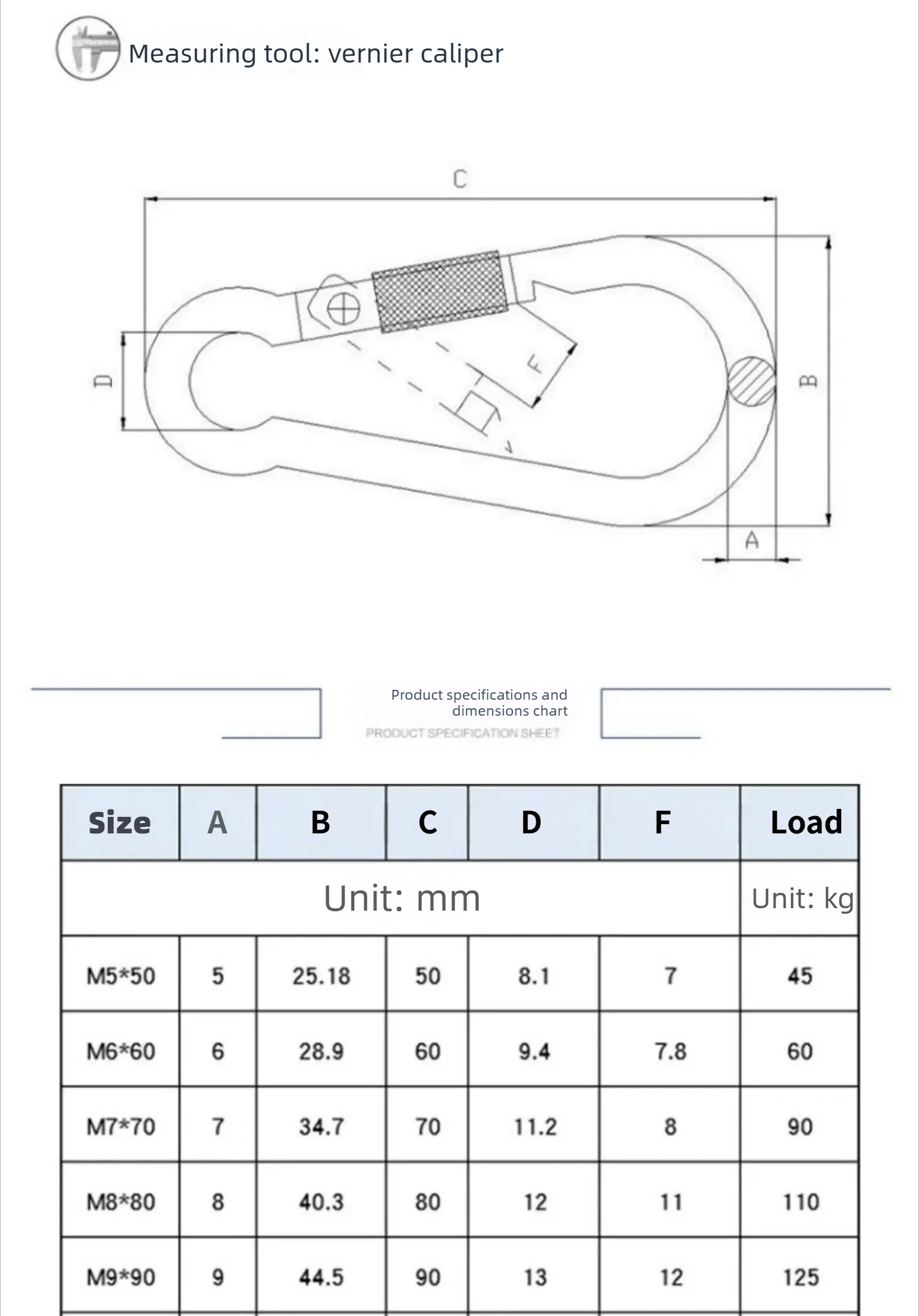 304 Edelstahl Karabinerhaken Federverschluss Hochbelastbar Klein Groß M4 M5 M6 M7 M8 M9 Outdoor Schnellverschluss Sicherungsring Haken – Detail 1