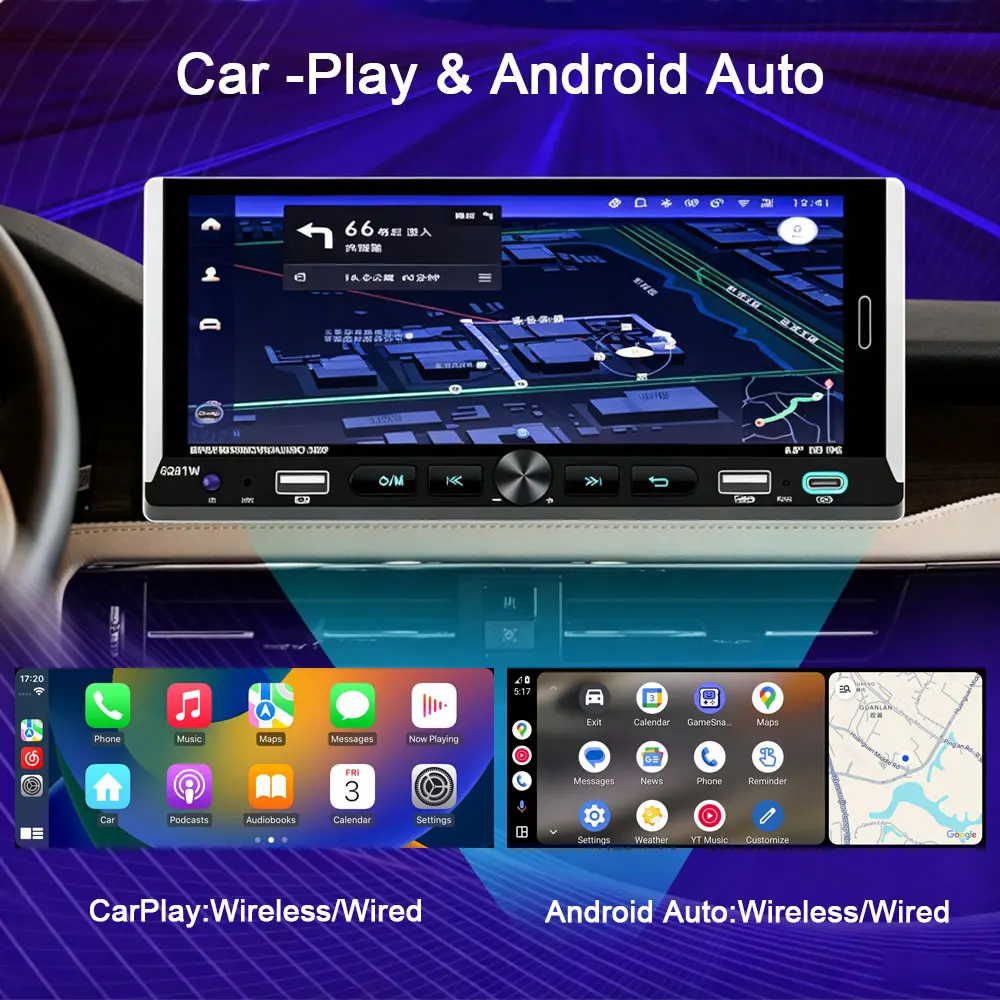 1DIN Universal MP5 6.9-Inch Car Radio Wireless Carplay Android AUTO USB SWC BT RDS FM IPS Touch Screen Multimedia Video Player