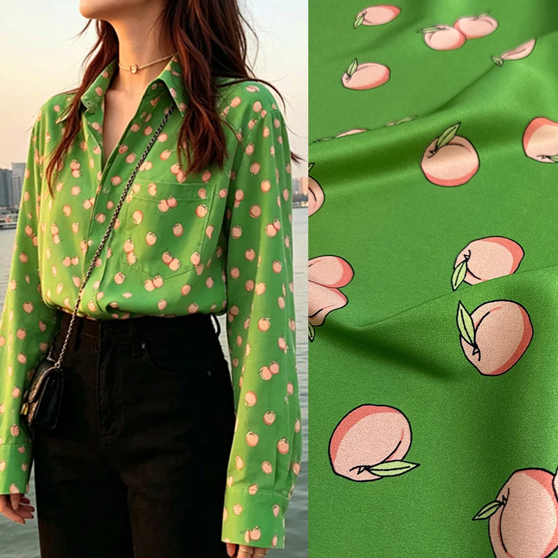 140cm-wide-20mm-pink-fruites-printed-on-green-elastic-twill-silk-fabric-for-diy-sewing-soft-dress-skirt-pants-pajamas-r6907