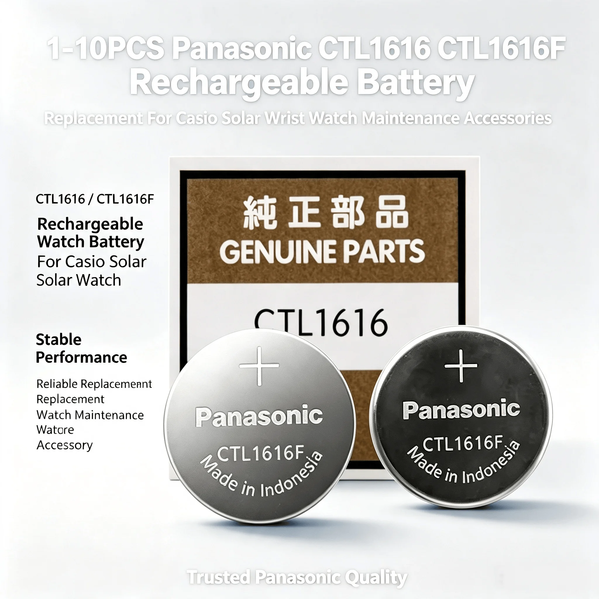 1‑10PCS Panasonic CTL1616 CTL1616F Rechargeable Battery Replacement For Casio Solar Wrist Watch Maintenance Accessories