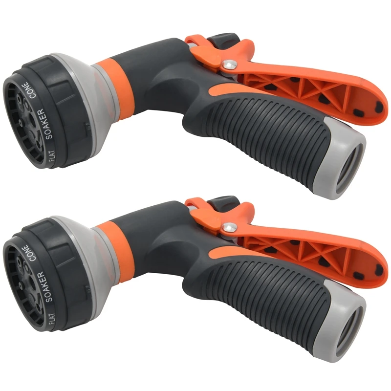 

B76A 2X Hose Nozzle Garden Hose Nozzle Hose Spray Nozzle Leak Free High Pressure Heavy Duty 8 Pattern For Watering Plant