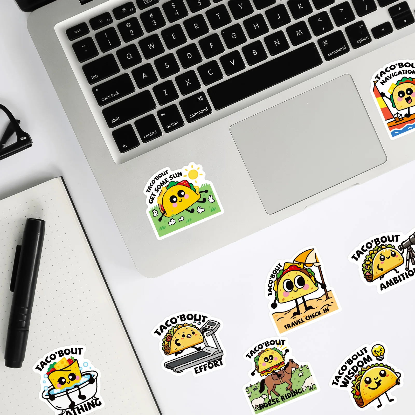 56 個のかわいいテキストステッカー、クリエイティブな漫画の食べ物/動物の装飾防水ステーショナリーステッカー