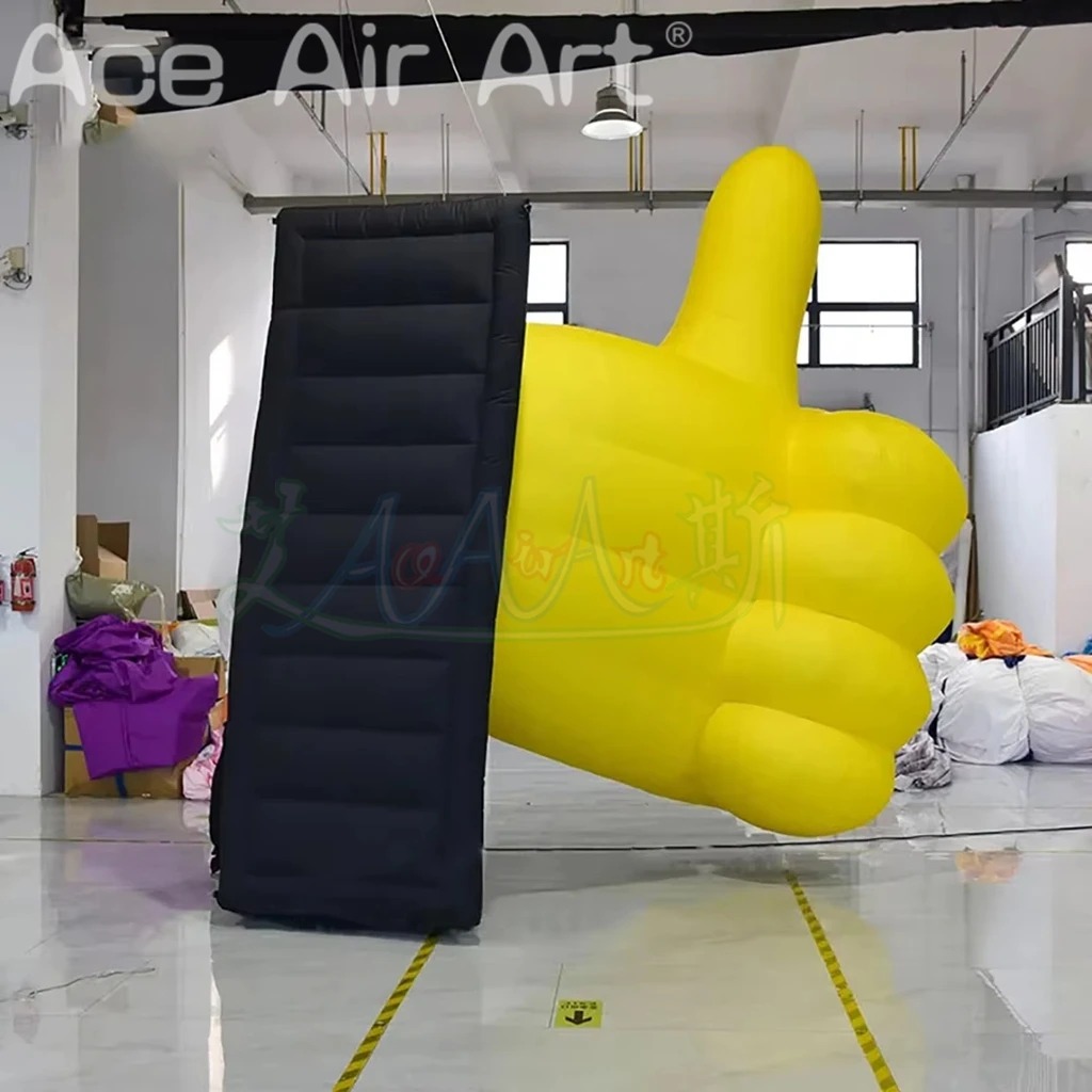 Giant Inflatable Cartoon Yellow Approval Hand For Sale Air Blow GOOD Gesture for Outdoor Event Promotion