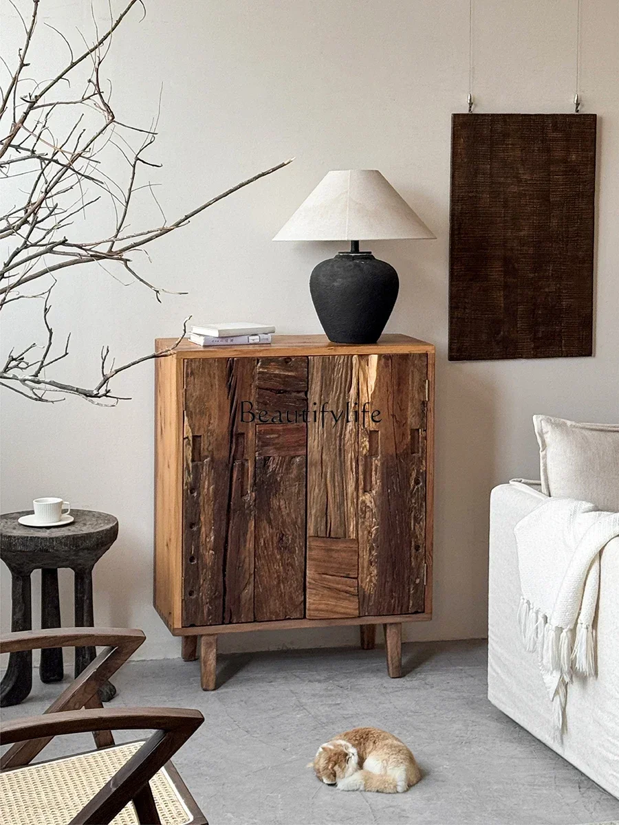 

LXSide cabinet entry medieval living room wall storage cabinet wabi sandy wind entrance cabinet