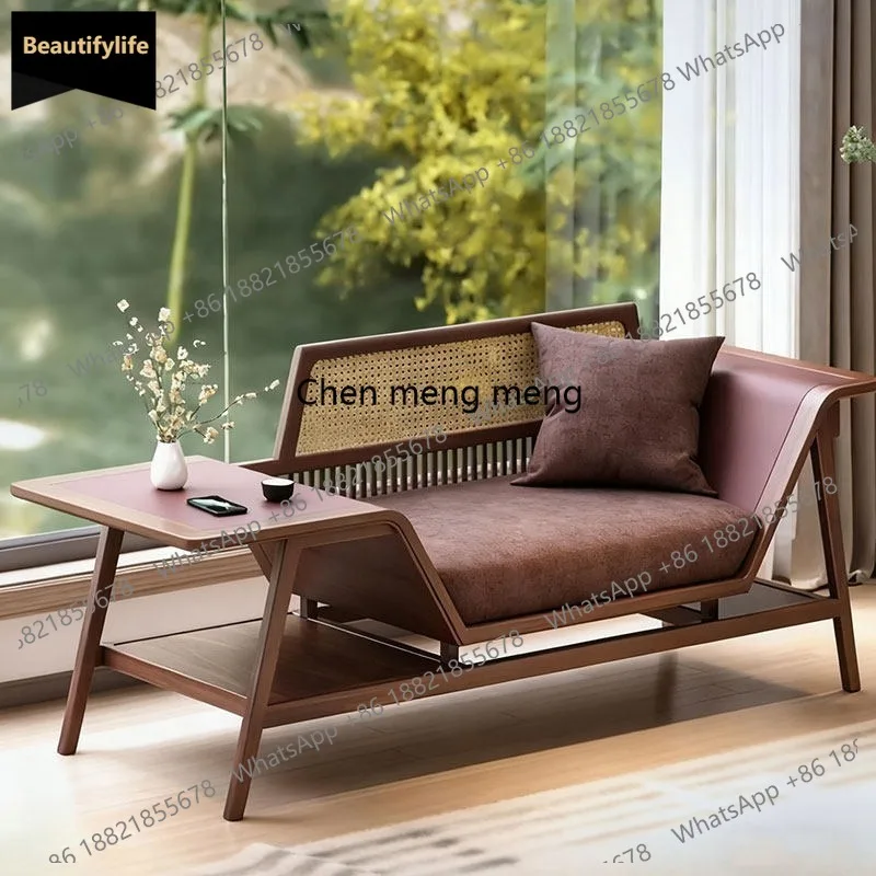 

D80 New Chinese-style solid wood chaise longue walnut balcony sofa chair modern zen lazy chaise longue chair