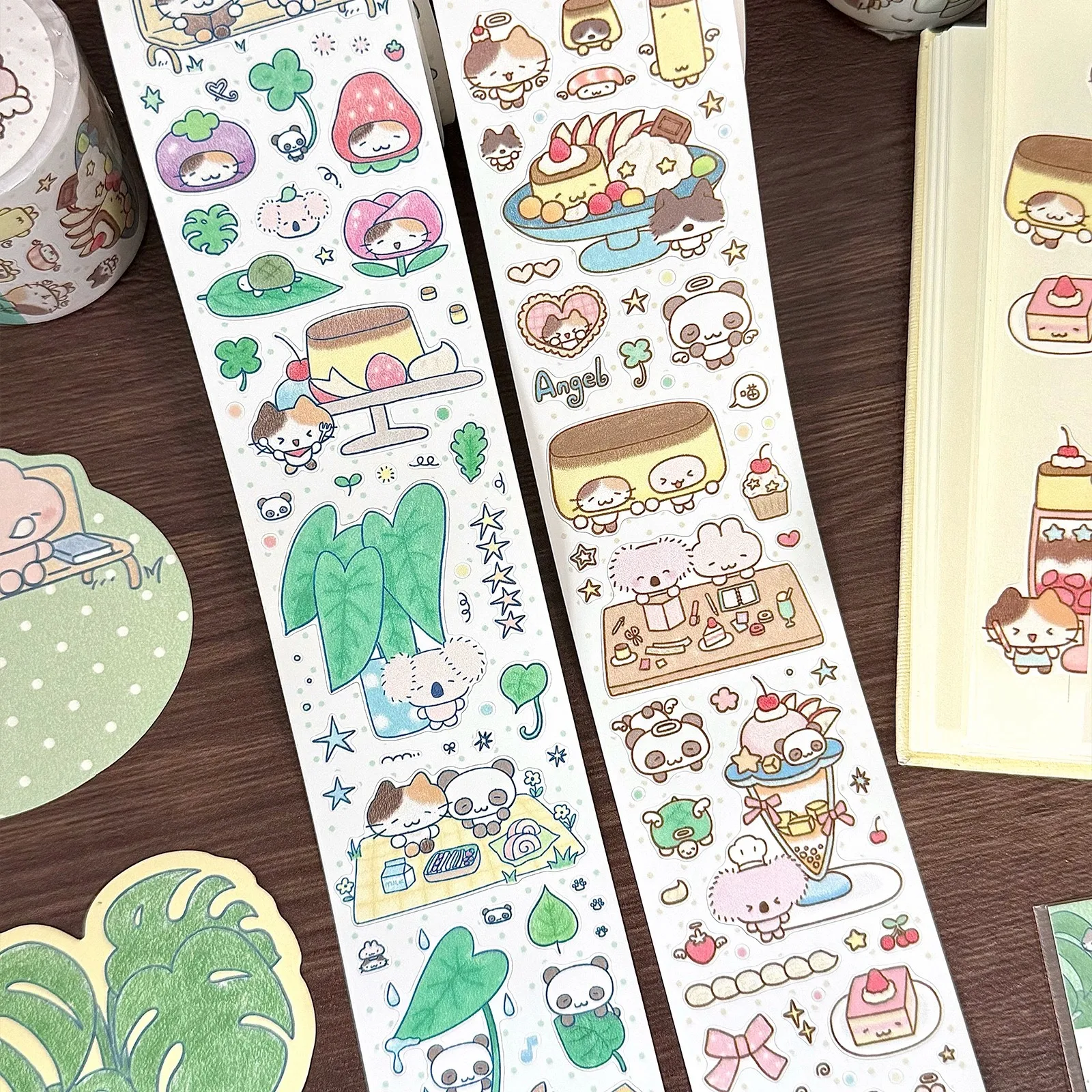 Cute Pudding Parfait Green Plants Animal Die cut Sticker DIY Deco Card Journal Scrapbooking Photo Card Phone Case Collage Supply