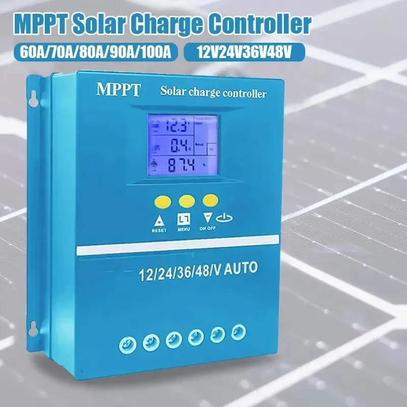 

MPPT Solar Charge Controller 60/70/80/90/100A Auto 12/24/36/48V Lithium Battery Solar PV Regulators LCD Display Solar Controller