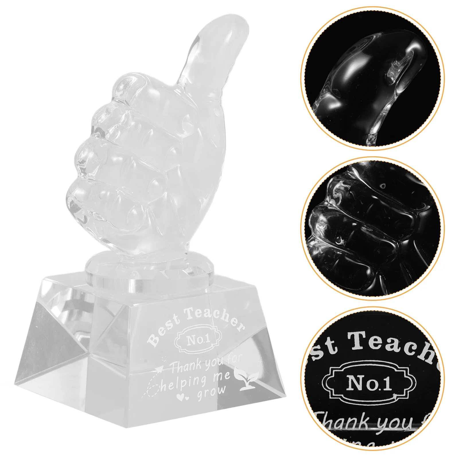 Trophée au doigt en cristal, prix du pouce pour la journée des enseignants, reconnaissance des célébrations en classe d'entreprise, trophée de la fête des enseignants
