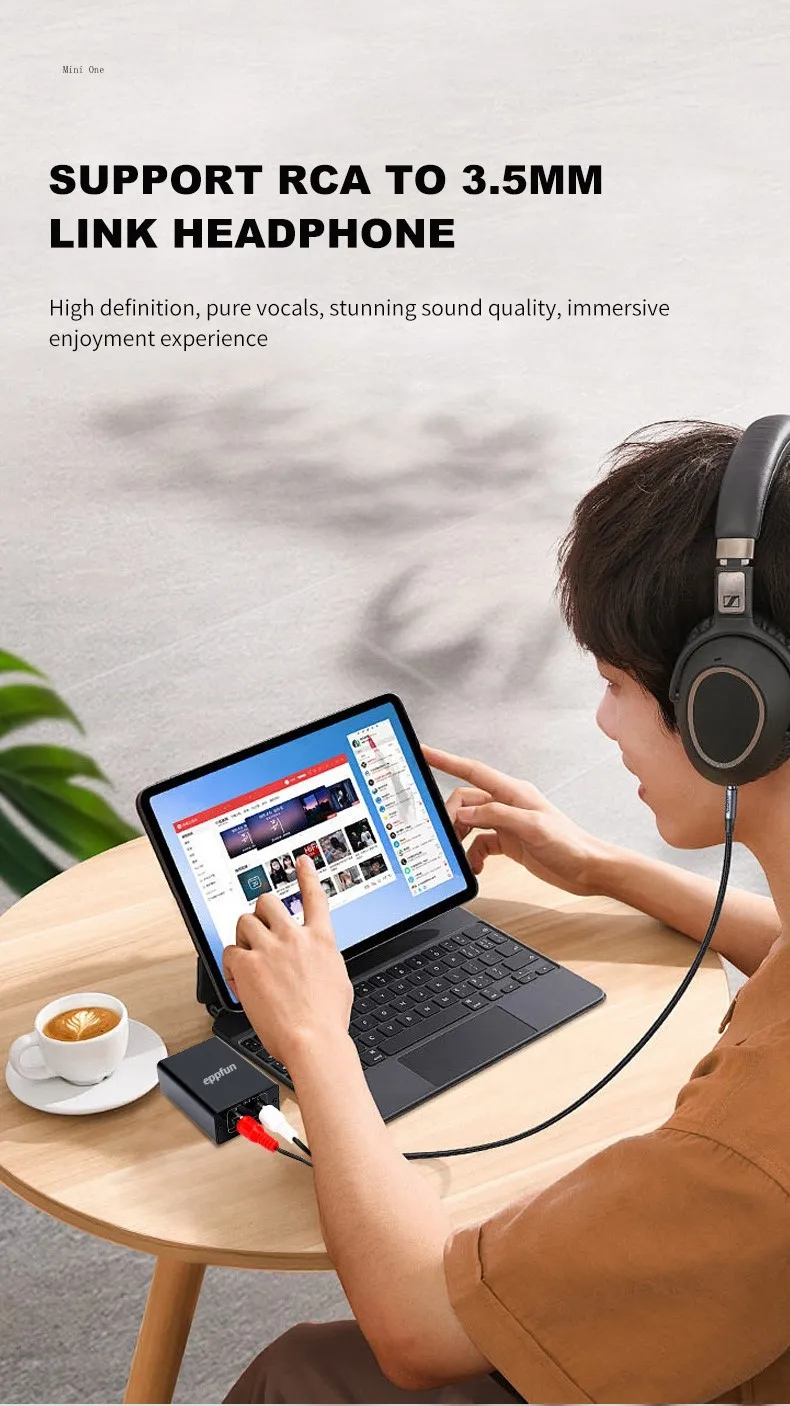 Eppfun Le Audio Bluetooth 5.4 Empfänger mit Aptx Lossless/LDAC, 96K/24bit Drahtloser Adapter mit RCA – Detail 7