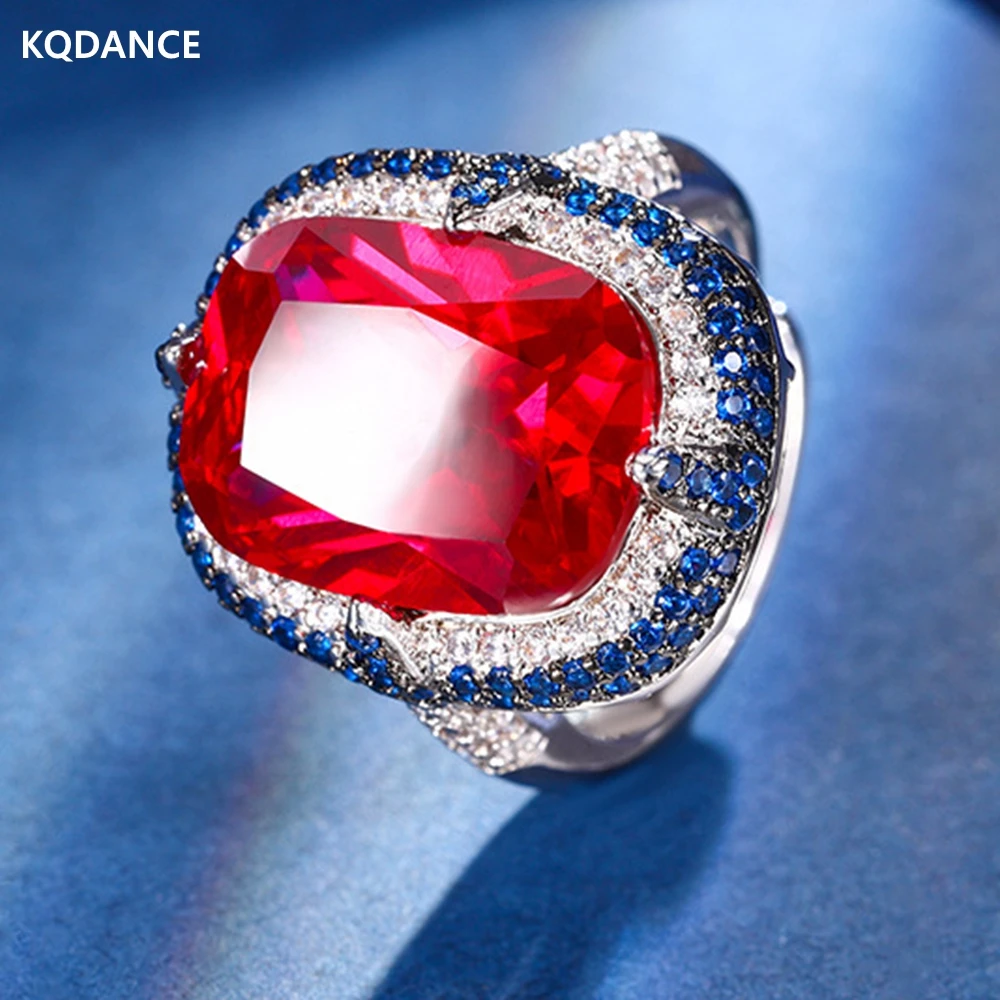 

KQDANCE Lab Created Large Cushion Cut Ruby Gemstone Rings With Red Stone or Necklaces Earrings Jewelry Set For Women Gifts