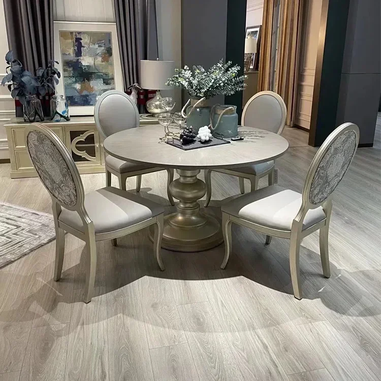 American Murray Impression Table Restaurant Dining Light Luxury Modern Retro Old Champagne Round Table