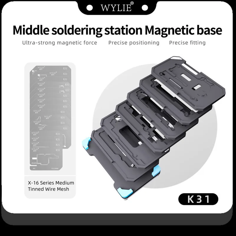 WYLIE K31 For iPhone X-16PRO MAX Motherboard Middle Frame BGA Reballing Stencil Platform Mid-Layered Tin Template Soldering Kits