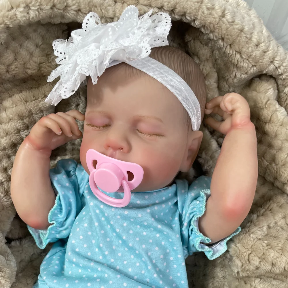 

20inch LouLou Full Body Vinyl Washable Newborn Baby Doll Reborn Sleeping Flexible 3D Skin Tone with Visible Veins Doll