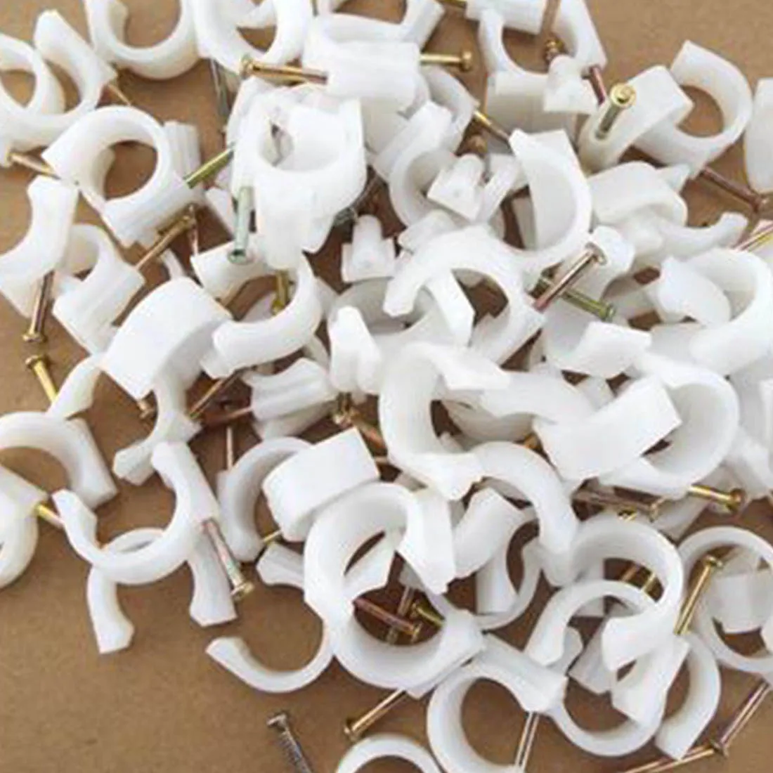 175pcs/Lot 10mm Plastic Circle Nail Clips Solid Wire Nail for Amplifier 75-7 Cable