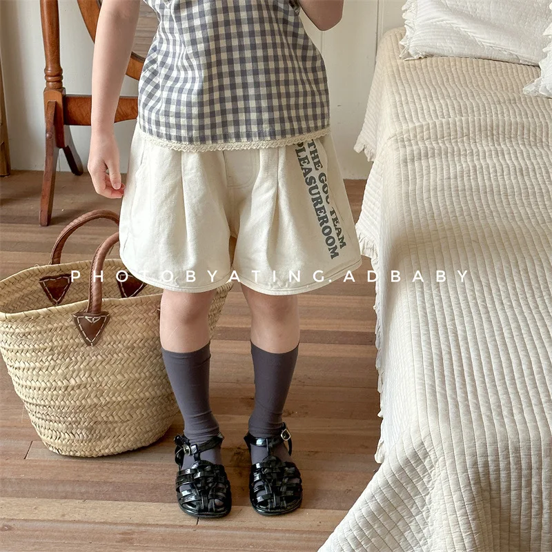 2025 Summer New Children Cotton Shorts Letter Print Baby Girls Casual Shorts Kids Boys Loose Versatile Shorts Toddler Clothes image 3