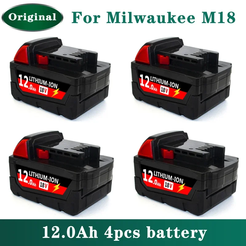 

Original For Milwaukee M18 Power Tool Battery, Charger, BR, XC, 18V, 12000mAh M18B5, 48-11-1860, Built-in 21700 Battery