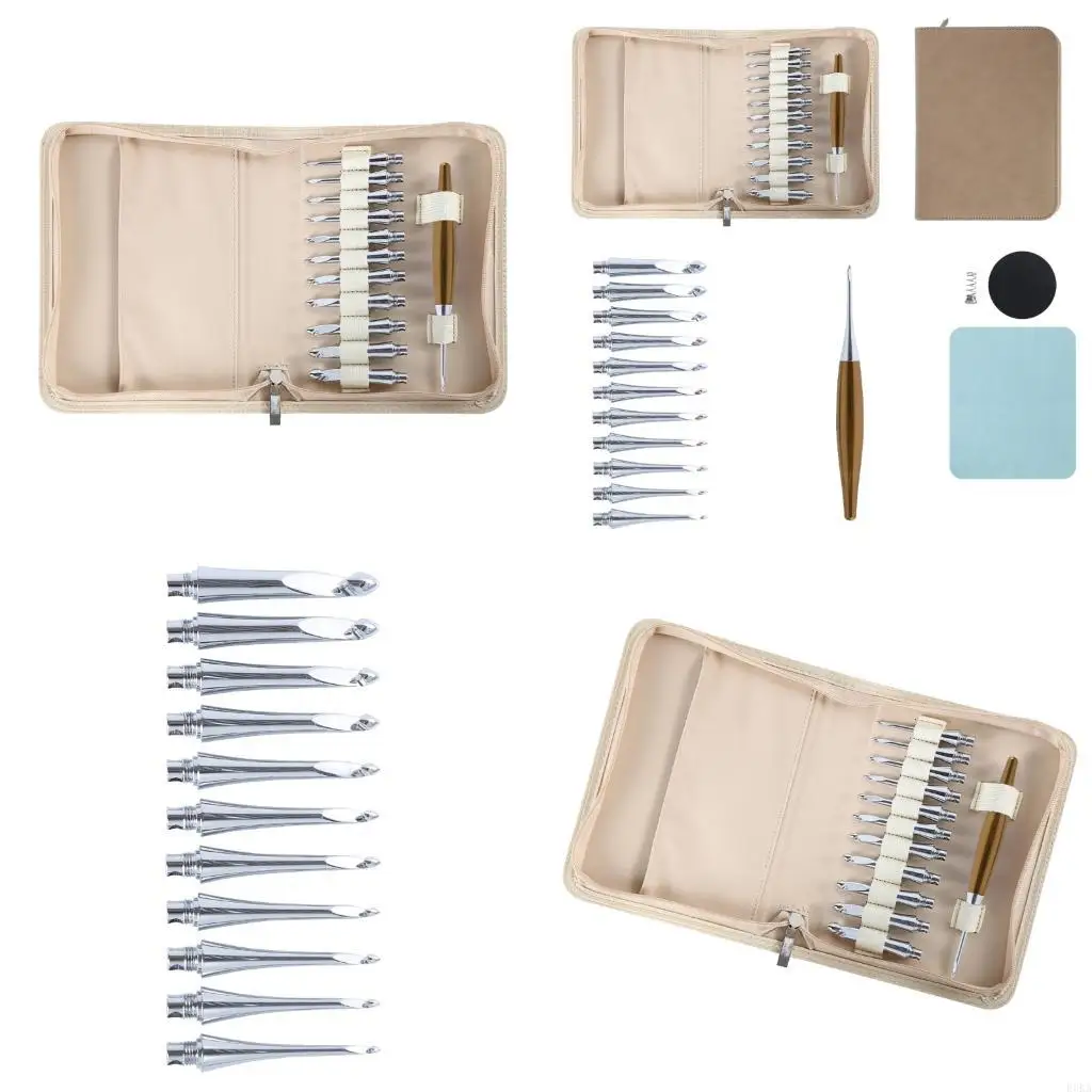 

Aluminum Crochet Hook for Knitting Project Include 11 Interchangeable Tip Ergonomic Handle Crochet Hook Yarn Craft Tool