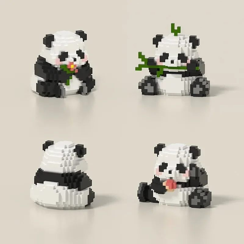 

China building block giant panda national treasure flower flower fruit Lai boys and girls children's ornaments gifts stall toys