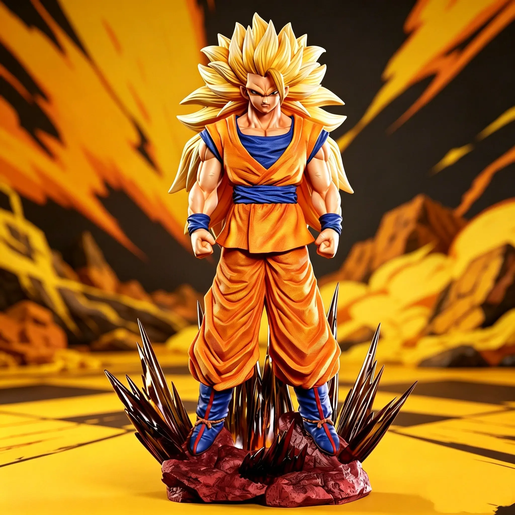 Фигурка Сон Гоку SSJ3 из Dragon Ball Z, 35 см/13,78 дюйма, с LED-подставкой, Супер Сайян 3, ПВХ, коллекционная модель, игрушка, подарок
