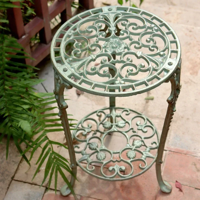 Support de fleurs en fonte pour balcon, étagère de jardin, présentoir de plantes de terrasse, tabouret européen double couche, porte-plantes en