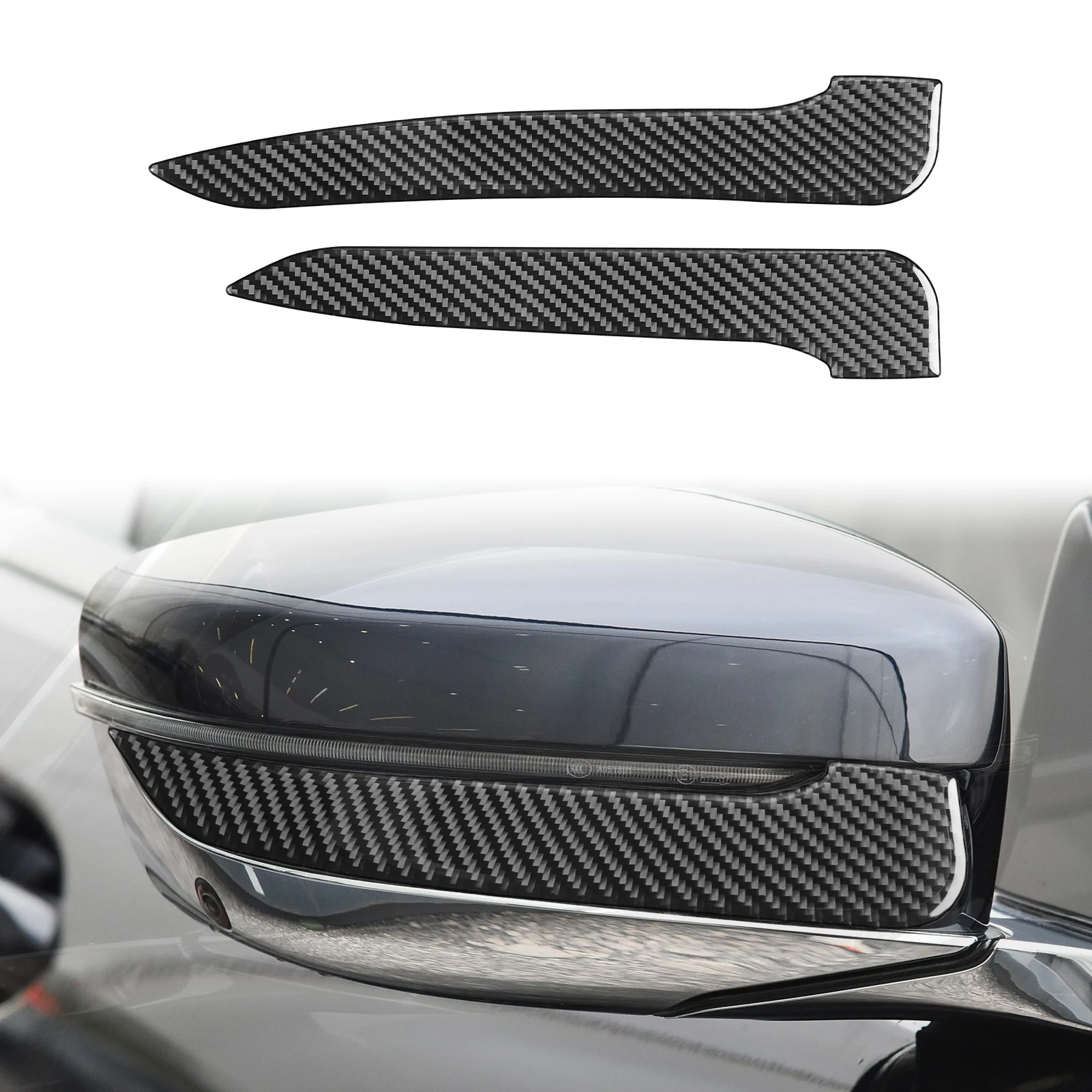 For BMW 8 Series G14 G15 19-23 Real Carbon Fiber Rear view mirror anti friction strip Frame Sticker  Accessories